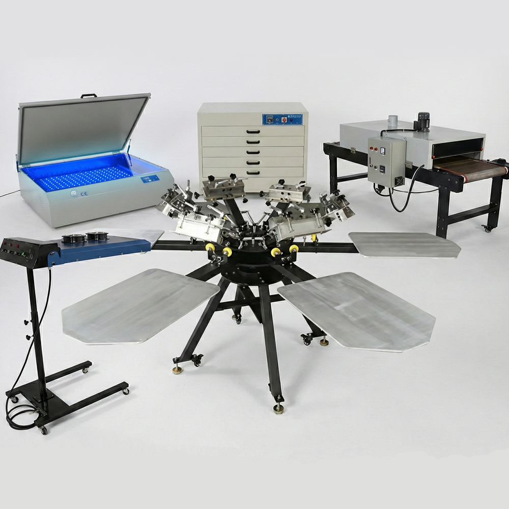 シルクスクリーン機材 お得な割引セット ロータリー印刷機 フラッシュ